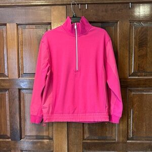 Athleta Sweatshirt Women's Size XS Pink Triumph Hybrid Pullover Zip Barbie